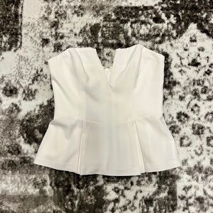 Guess Ivory Strapless Peplum Top